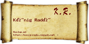 Kőnig Radó névjegykártya